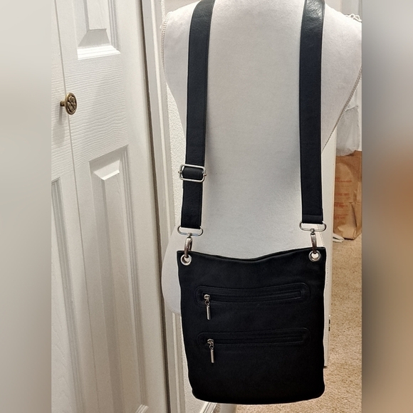 Margot Leather Triple Zipper Crossbody Bag 10"×12.5" - Picture 6 of 10